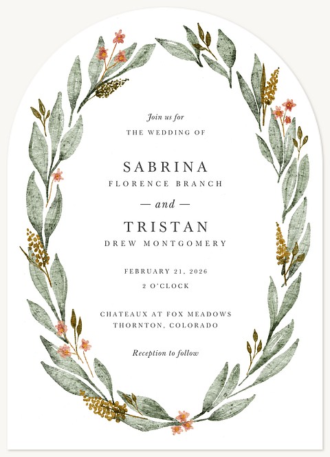 Painted Wreath Wedding Invitations