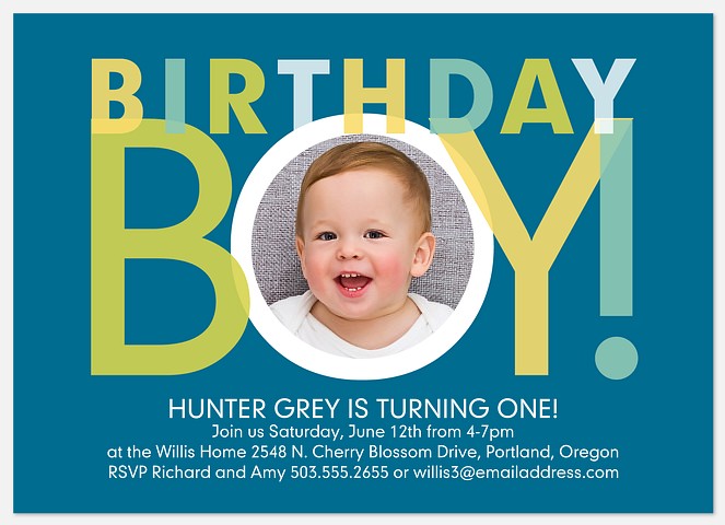 Big Blue Kids' Birthday Invitations