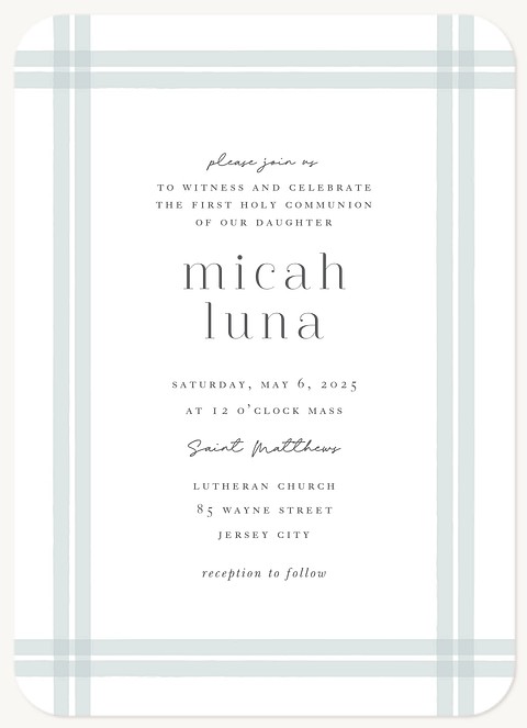 Bold Stripes First Communion Invitations