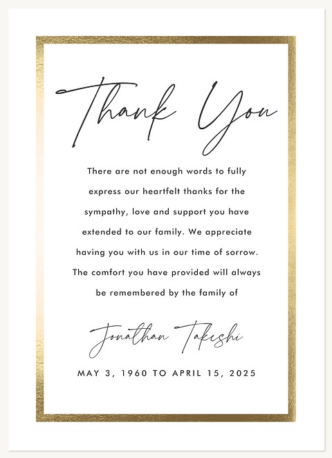 Shining Frame Memorial & Sympathy Cards