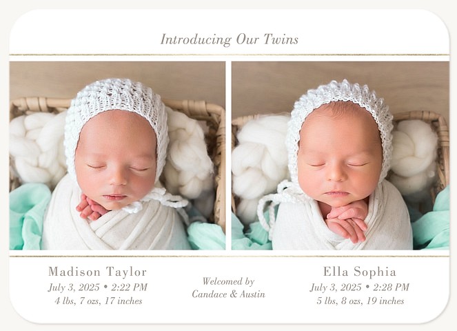 Classic Duo Twin Birth Announcements
