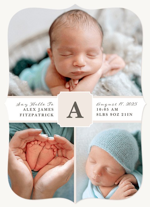 Boxed Monogram Baby Announcements