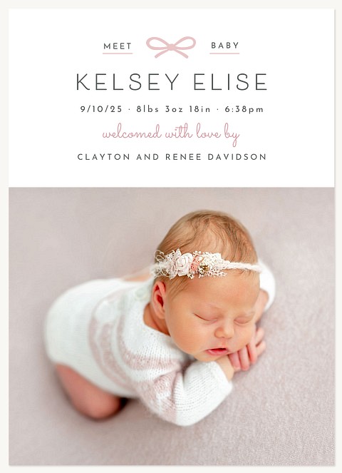 Little Hair Bow Baby Announcements