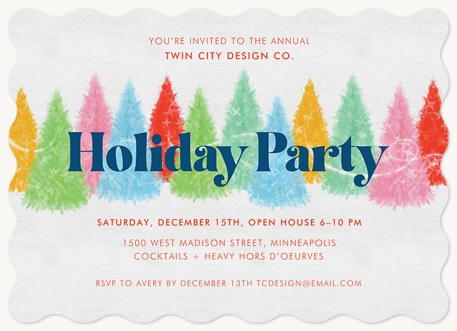 Brushed Trees Holiday Party Invitations