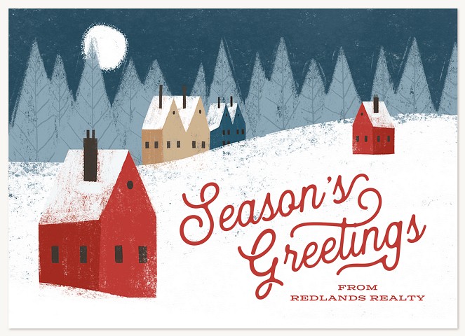 Moonlit Village Business Holiday Cards