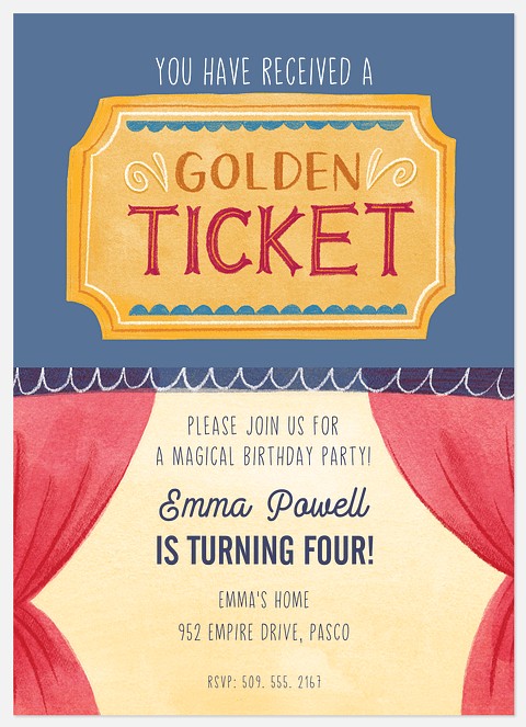 Golden Ticket Kids' Birthday Invitations