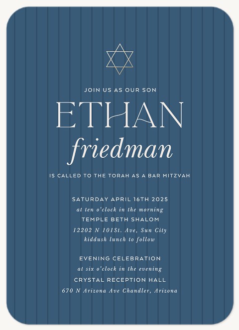 Pinstripes Bar Mitzvah Invitations