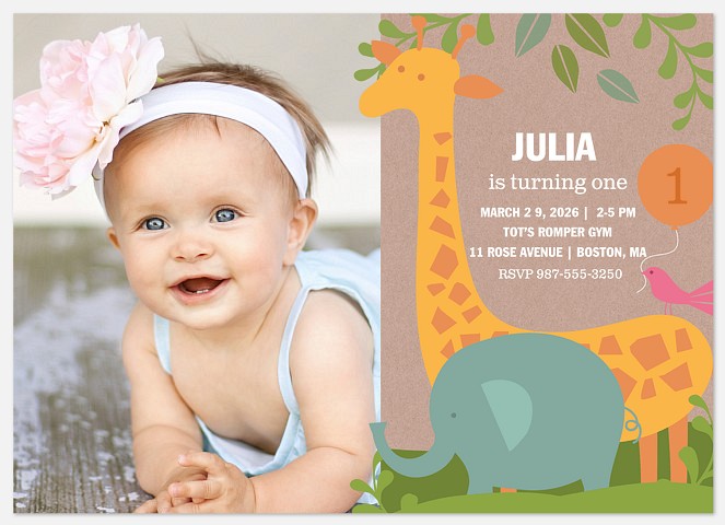 Safari Buddies Kids' Birthday Invitations