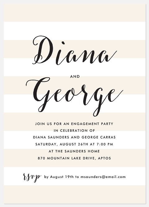 Striped Chic Engagement Party Invitations