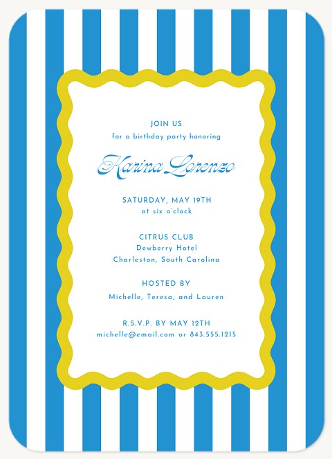 Party Stripes Adult Birthday Party Invitations