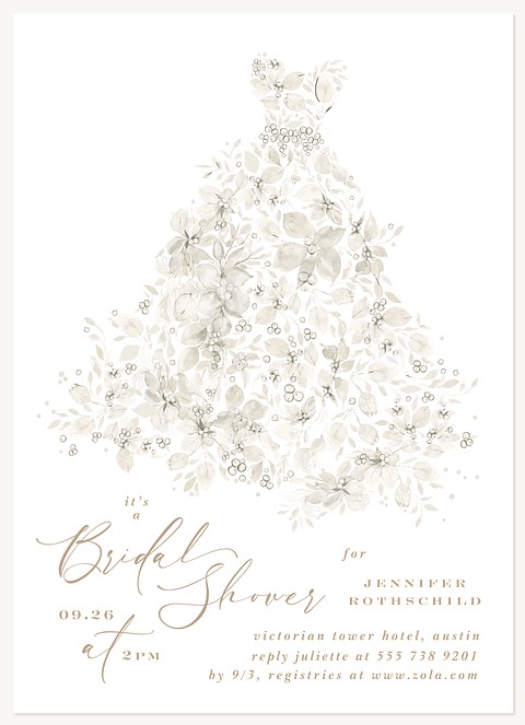 Hand Painted Dress Bridal Shower Invitations