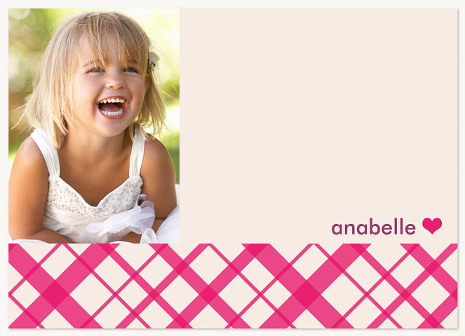 Fuschia Pattern Kids Thank You Cards
