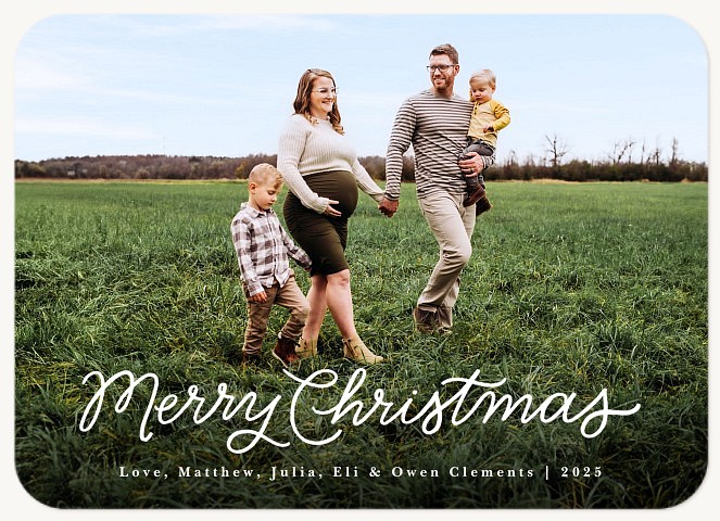 Monoline Script Personalized Holiday Cards