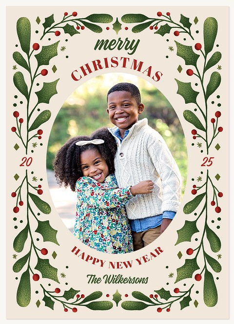 Antique Boughs Personalized Holiday Cards