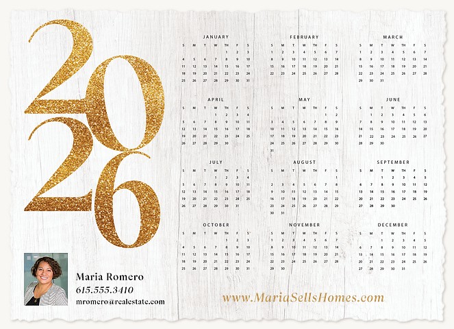 Rustic Calendar Business Holiday Cards