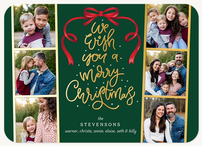 Festive Photo Strips Personalized Holiday Cards