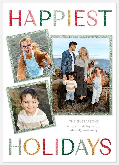 Colorful Sparkle Holiday Photo Cards