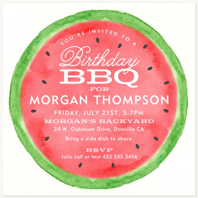 Watermelon Slice Summer Party Invitations