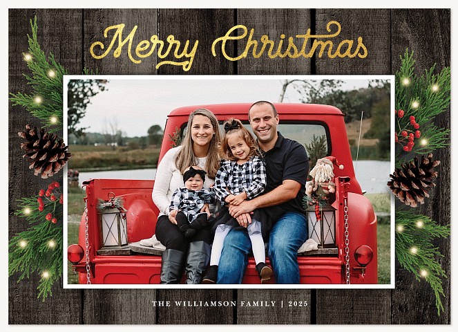 Evergreen Frame Personalized Holiday Cards