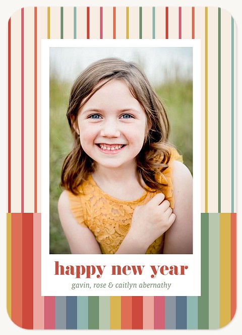 Technicolor Stripes Personalized Holiday Cards