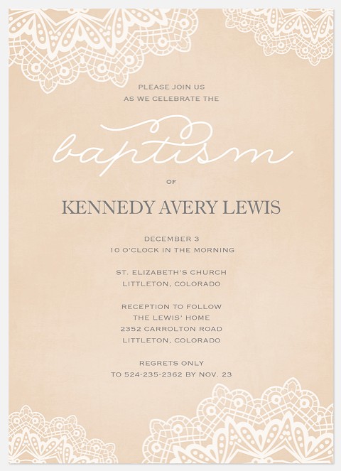 Blessed Lace Baptism Christening Invitations