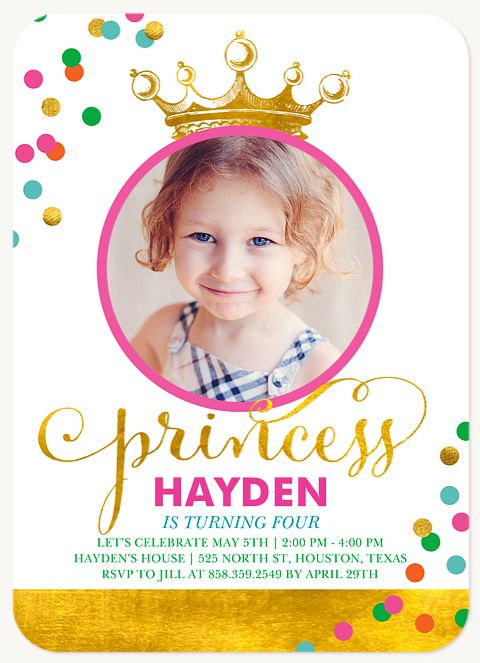 Royal Highness Girl Birthday Party Invitations