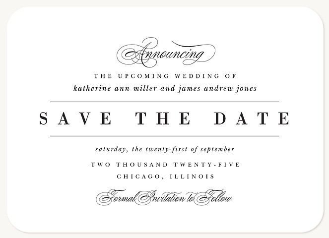 Timeless Perfection Save the Date Cards