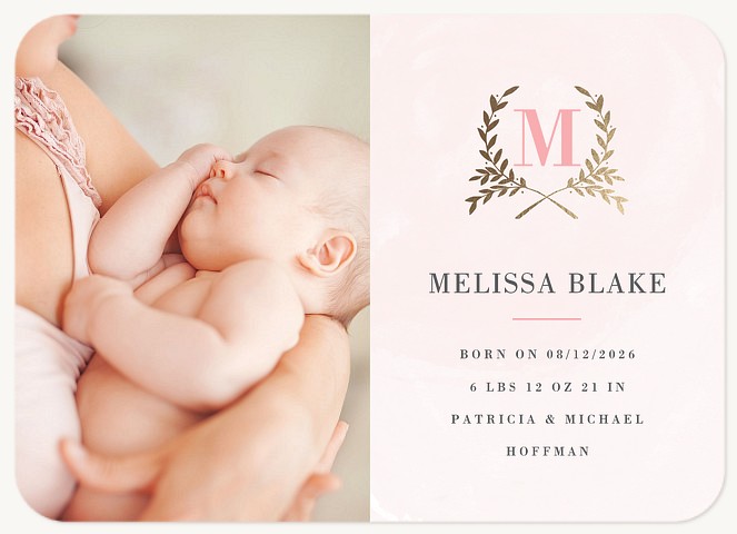Radiant Laurels Girl Baby Announcements