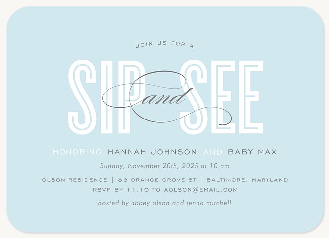 Honoree Sip & See Baby Boy Shower Invitations, Baby Shower Invitations