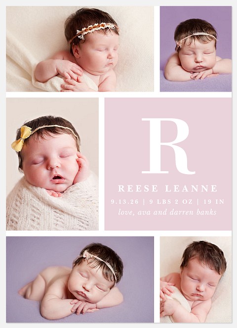 Lovely Initial  Baby Birth Announcements