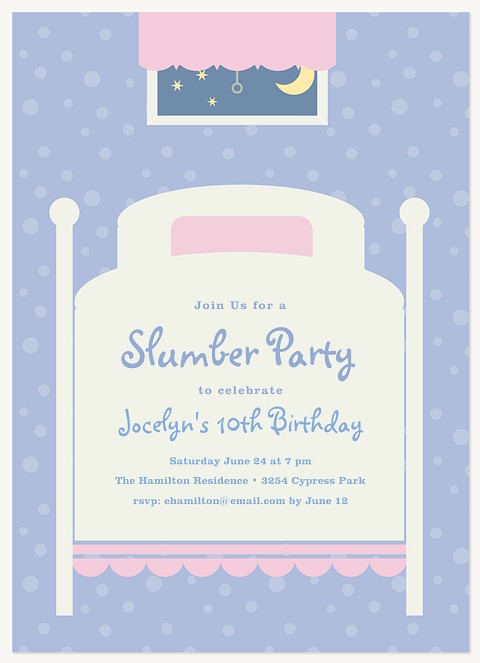 Sweet Slumber Kids Birthday Invitations