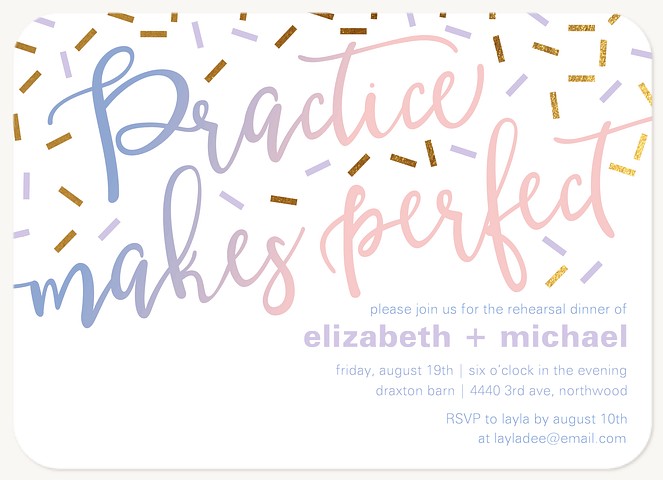 Practice Confetti Rehearsal Dinner Invitations