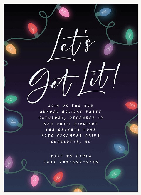 Let’s Get Lit Holiday Party Invitations