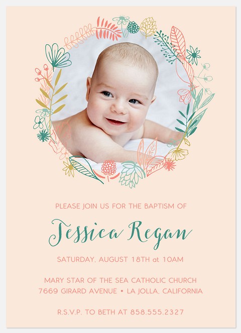 Woodland Frame  Baptism Christening Invitations