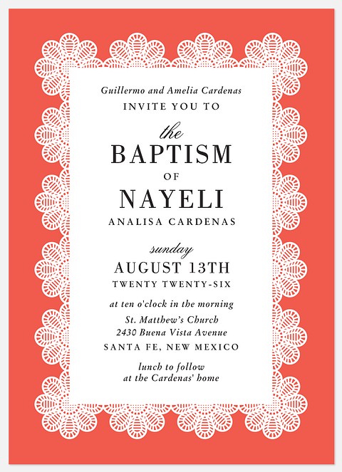 Floral Papel Picado Baptism Christening Invitations