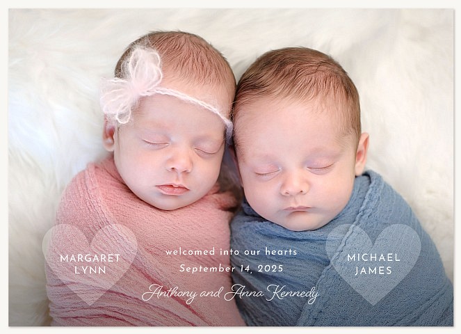Into Our Hearts Twin Birth Announcements