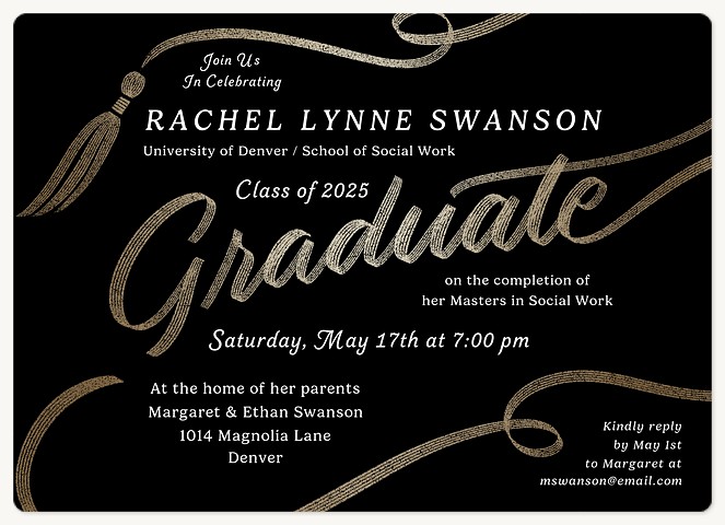 Ribbon Flourishes Graduation Invitations