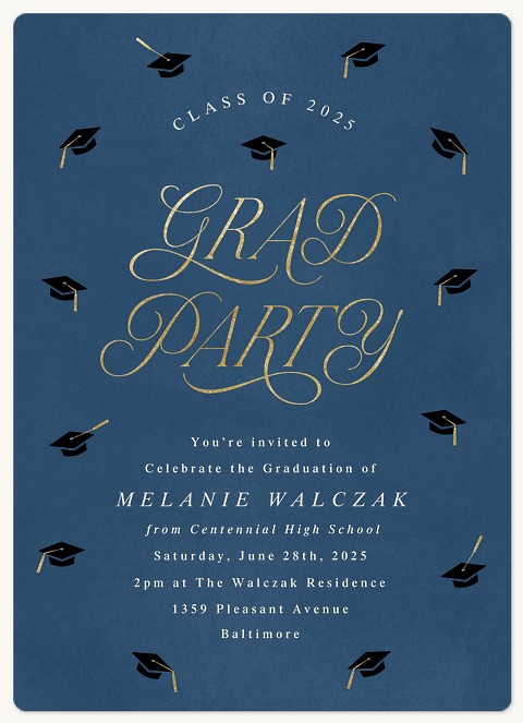 Flying Grad Caps Graduation Invitations