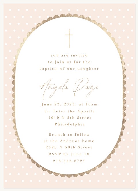 Polka Dot Frame Baptisms & Christening Invitations