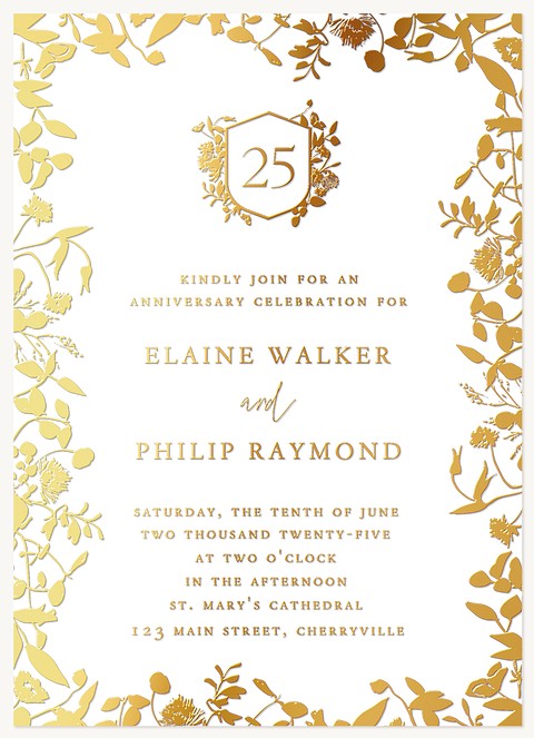 Botanical Milestone Wedding Anniversary Invitations
