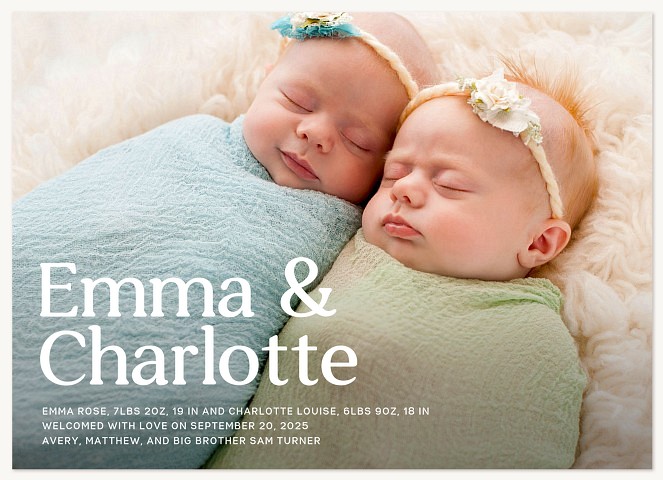 A Perfect Pair Twin Birth Announcements