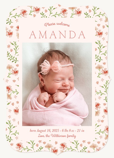 Gentle Florals Baby Announcements