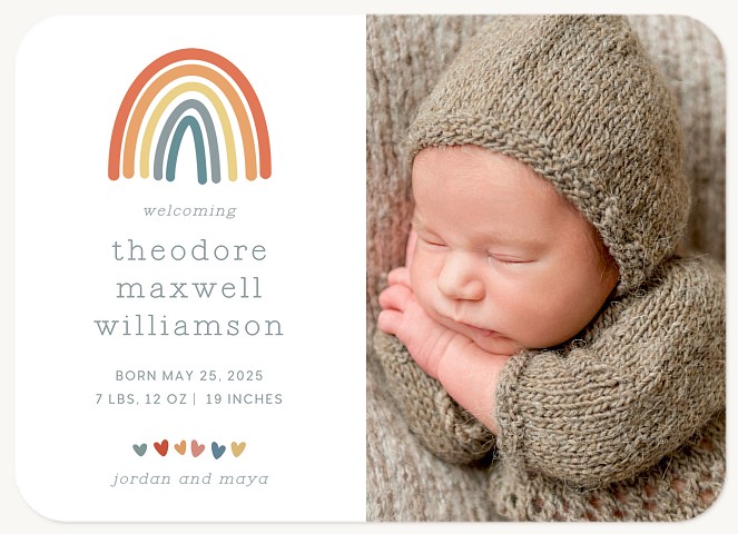 Retro Rainbow Baby Announcements