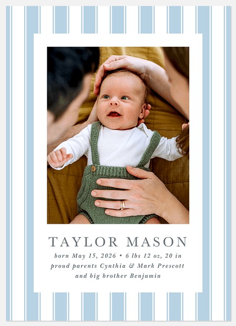Classic Stripe Baby Birth Announcements