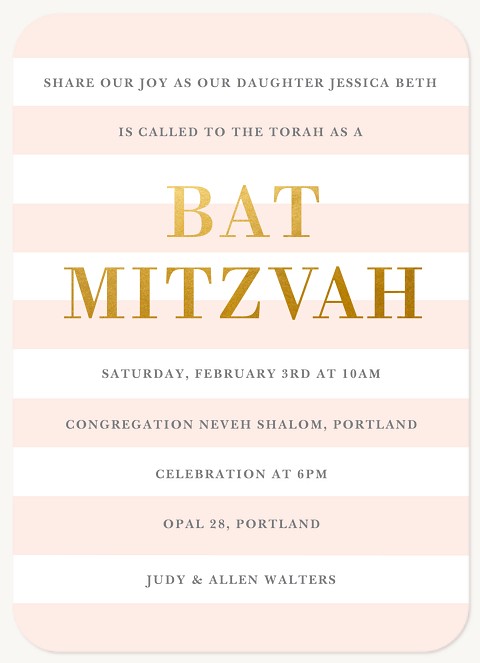 Preppy Shine Bat Mitzvah Invitations