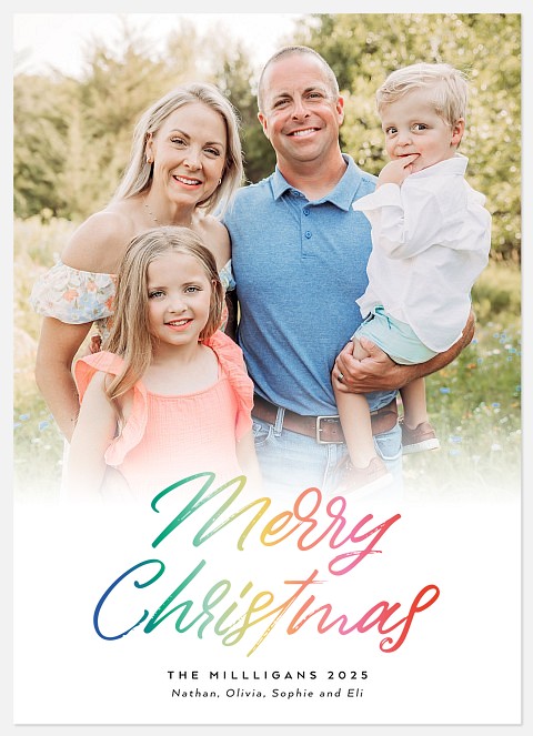 Festive Rainbow Holiday Photo Cards