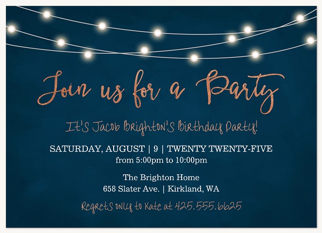String Lights Adult Birthday Party Invitations