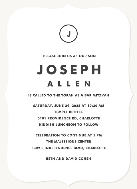 Crisp & Clean Bar Mitzvah Invitations