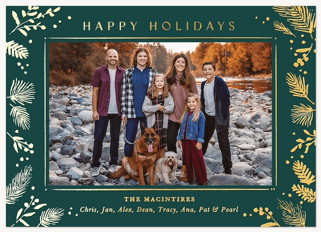 Cozy Woodcut Personalized Holiday Cards