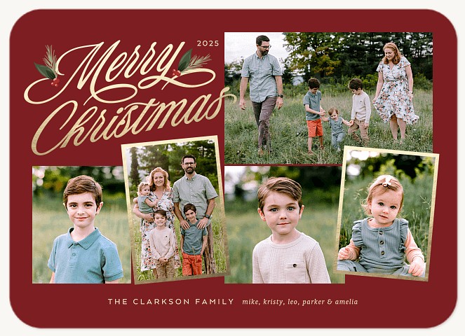 Accented Frames Personalized Holiday Cards